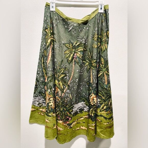 Cassee’s skirt tropical novelty print tropical palms art to wear women’s L - Picture 3 of 7